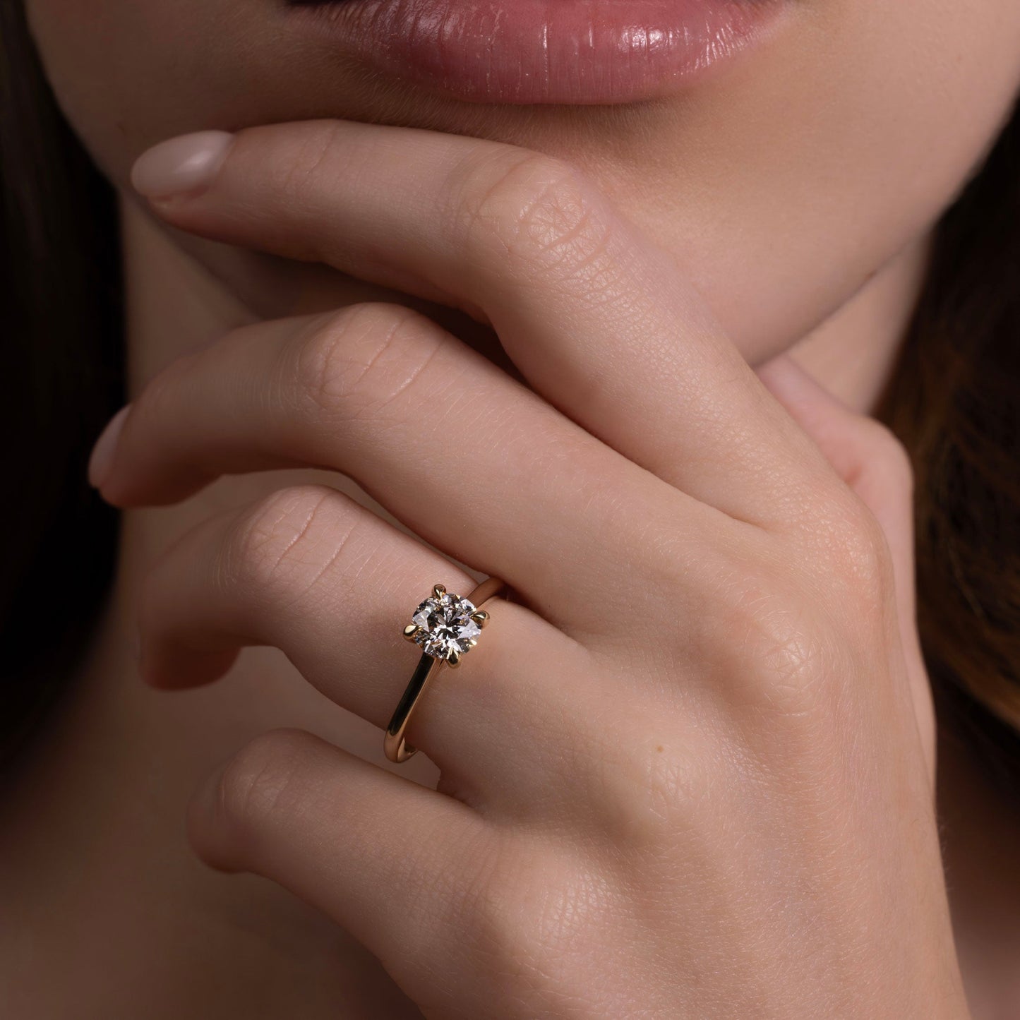 Solitaire Cathedral-Round Lab Grown Diamond Engagement Ring - Side view