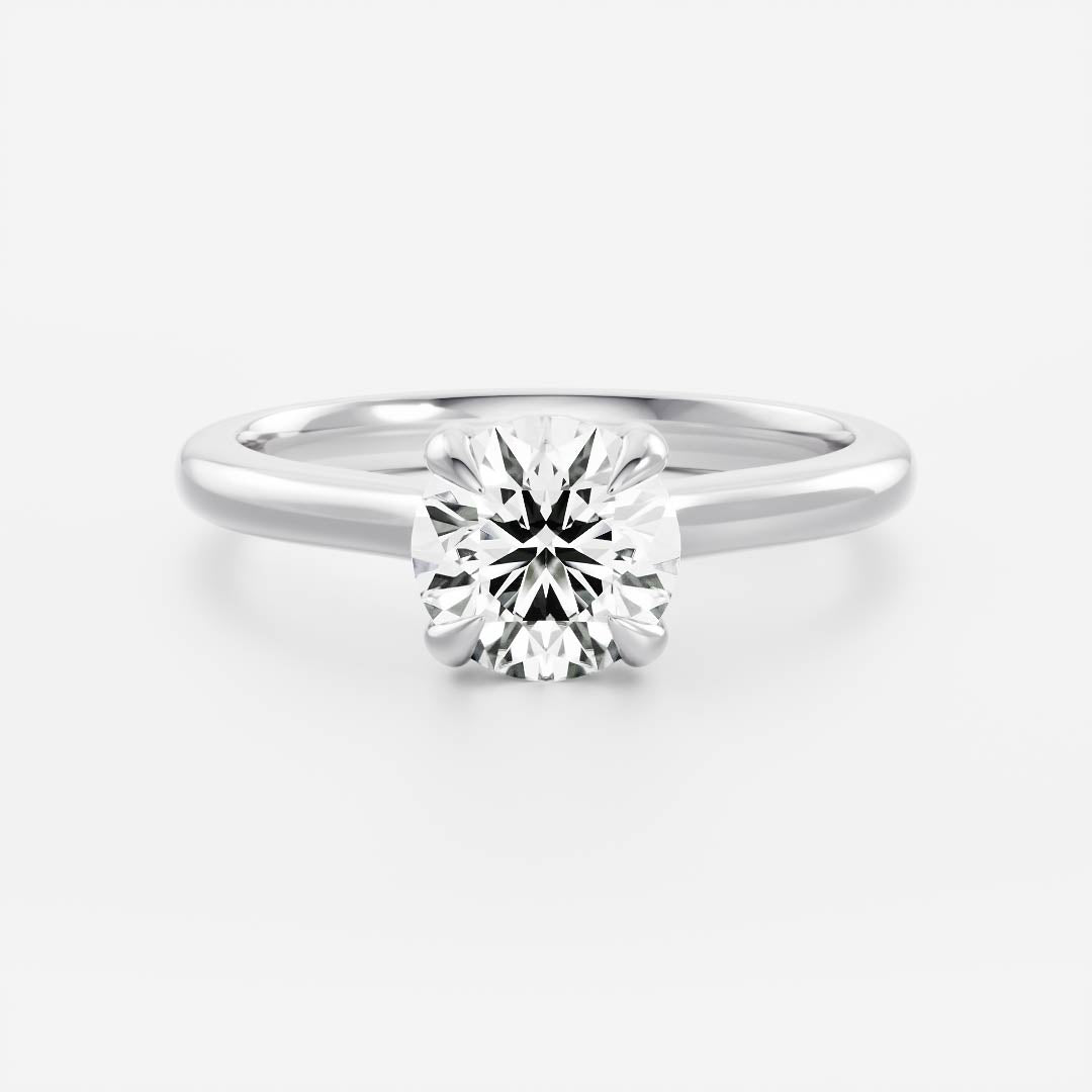 Solitaire Cathedral-Round Lab Grown Diamond Engagement Ring - Back view