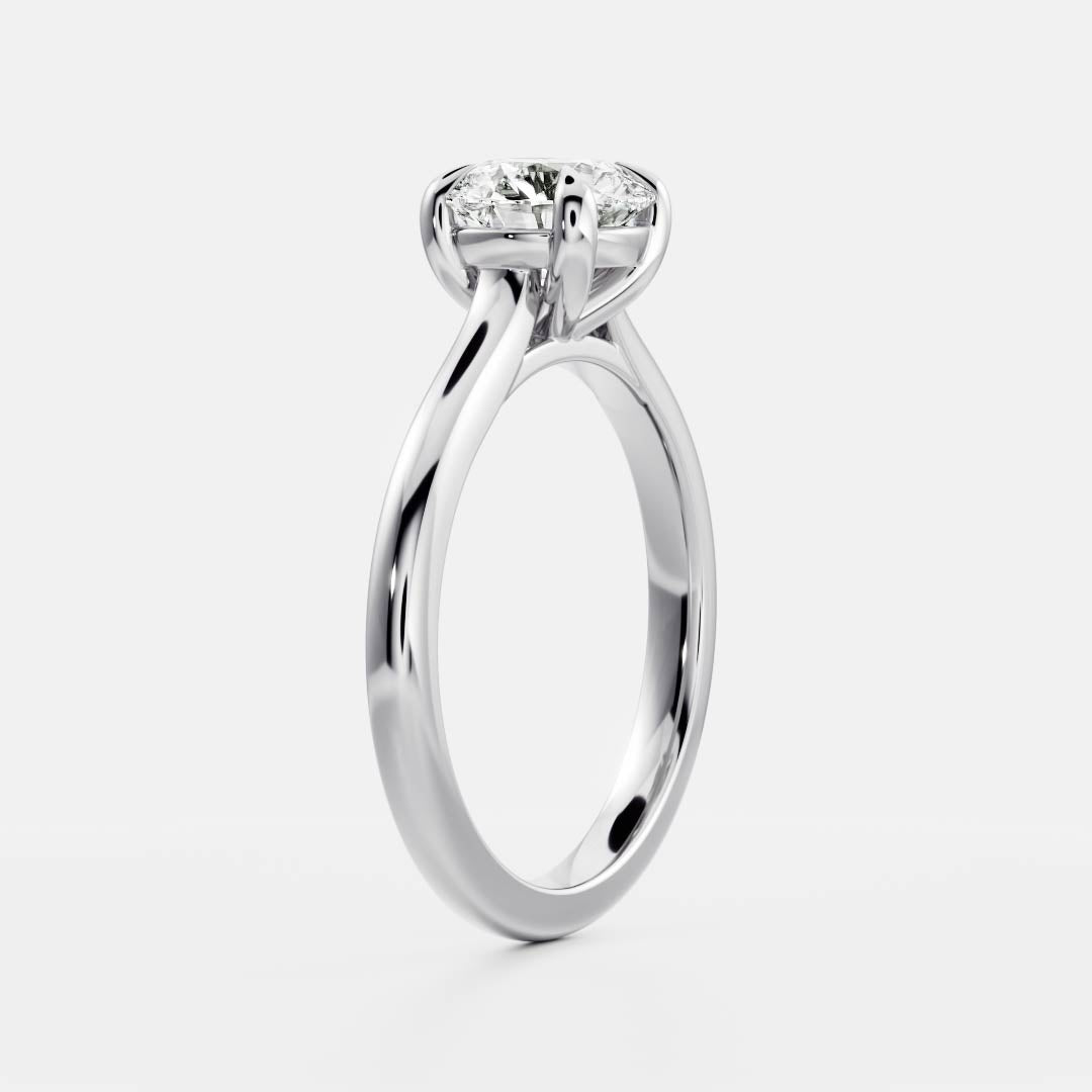 Solitaire Cathedral-Round Lab Grown Diamond Engagement Ring - Detail view