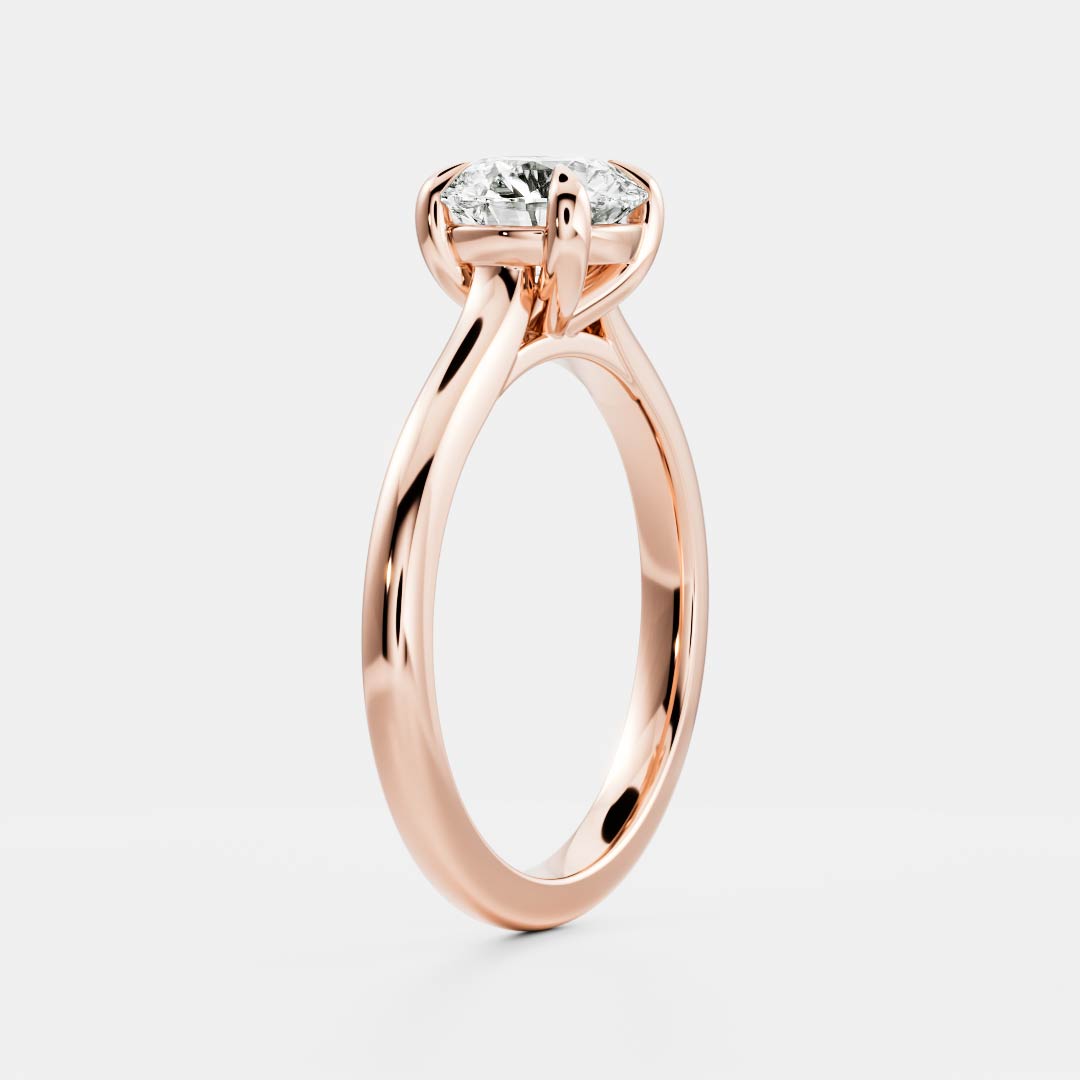 Solitaire Cathedral-Round Lab Grown Diamond Engagement Ring - Front view