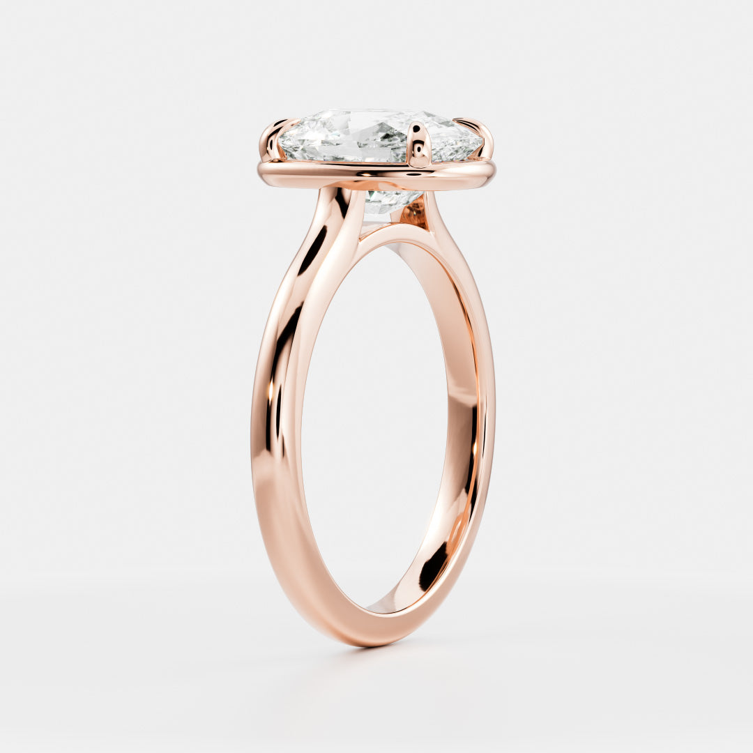 Solitaire Cathedral Unique Bezel- 2.0 CT Elongated Cushion Moissanite Engagement RingSolitaire Cathedral Unique Bezel- 2.0 CT Elongated Cushion Moissanite Engagement Ring - Detail view