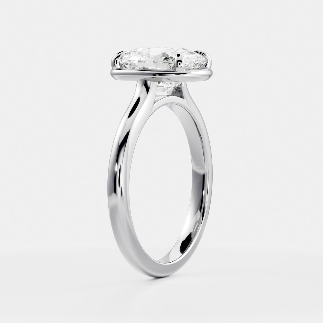 Solitaire Cathedral Unique Bezel- 2.0 CT Elongated Cushion Moissanite Engagement RingSolitaire Cathedral Unique Bezel- 2.0 CT Elongated Cushion Moissanite Engagement Ring - Lifestyle