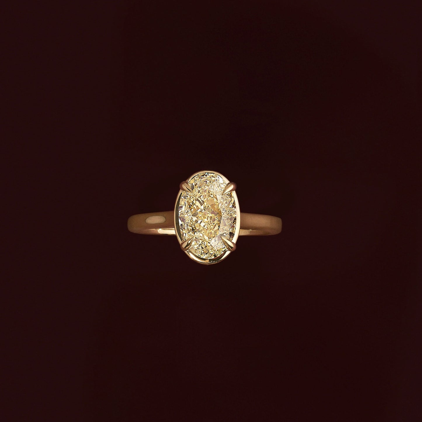 Solitaire Cathedral Unique Bezel- 2.1 CT Oval Moissanite Engagement RingSolitaire Cathedral Unique Bezel- 2.1 CT Oval Moissanite Engagement Ring - Back view