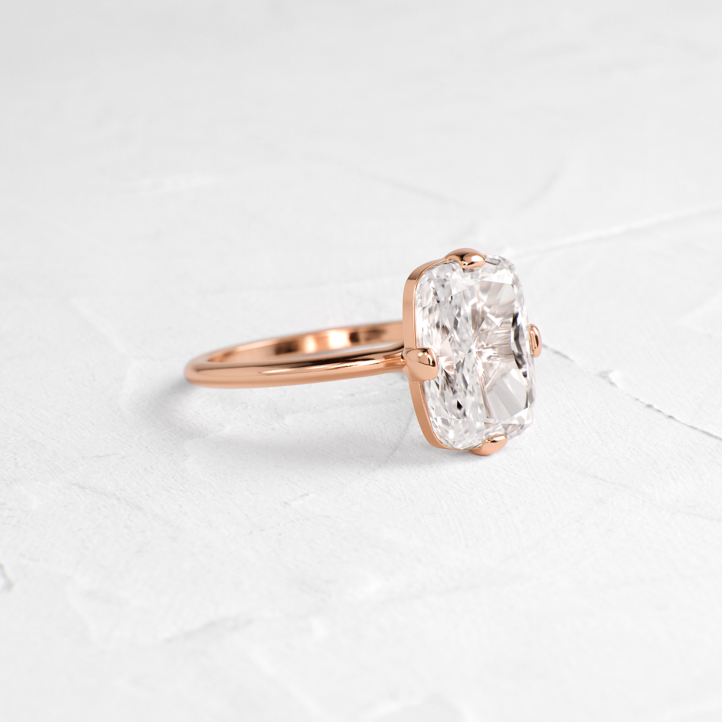 Solitaire Compass Prong-Elongated Cushion Lab Grown Diamond Engagement Ring - Back view