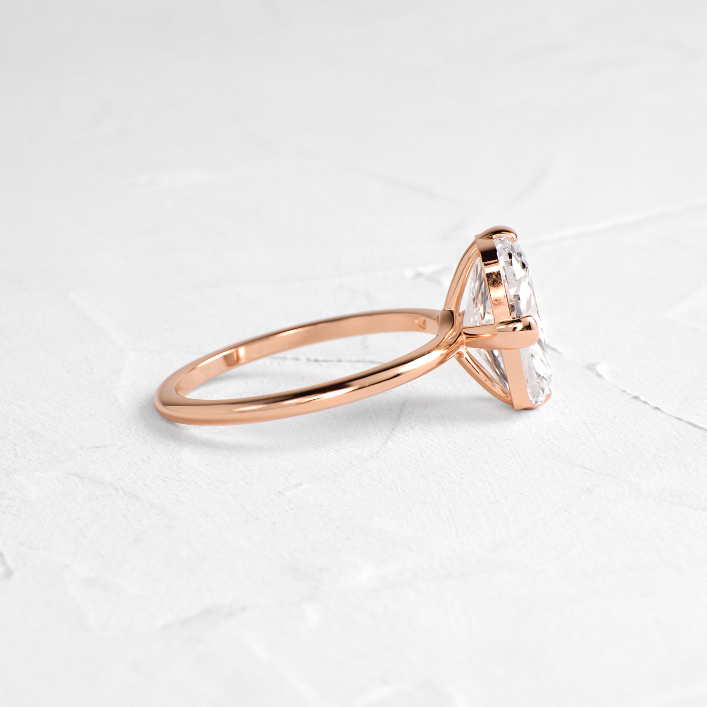 Solitaire Compass Prong-Elongated Cushion Lab Grown Diamond Engagement Ring - Detail view