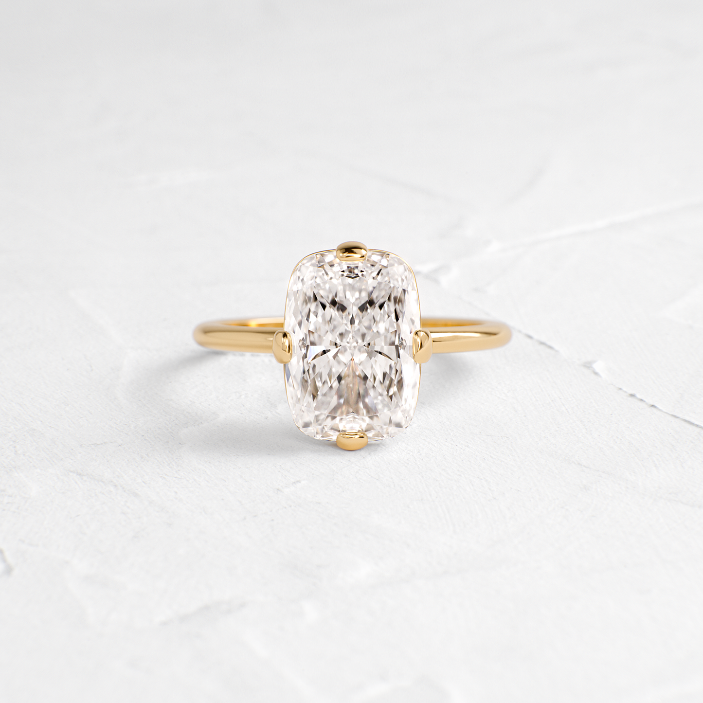 Solitaire Compass Prong-Elongated Cushion Lab Grown Diamond Engagement Ring - Front view