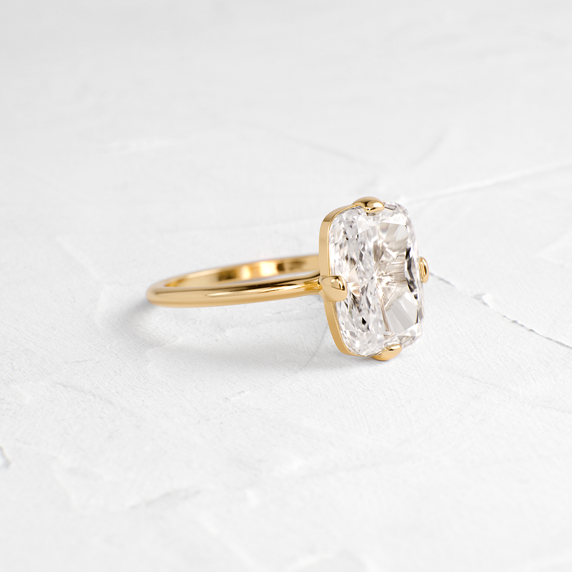 Solitaire Compass Prong-Elongated Cushion Lab Grown Diamond Engagement Ring - Front view