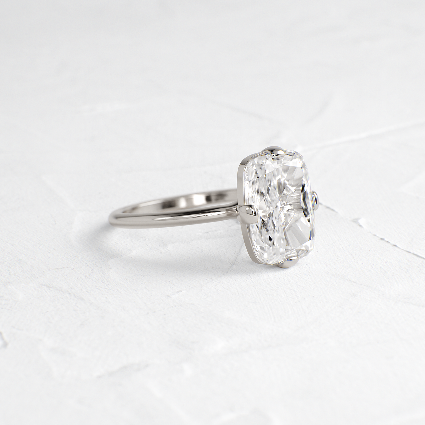 Solitaire Compass Prong-Elongated Cushion Lab Grown Diamond Engagement Ring - On model