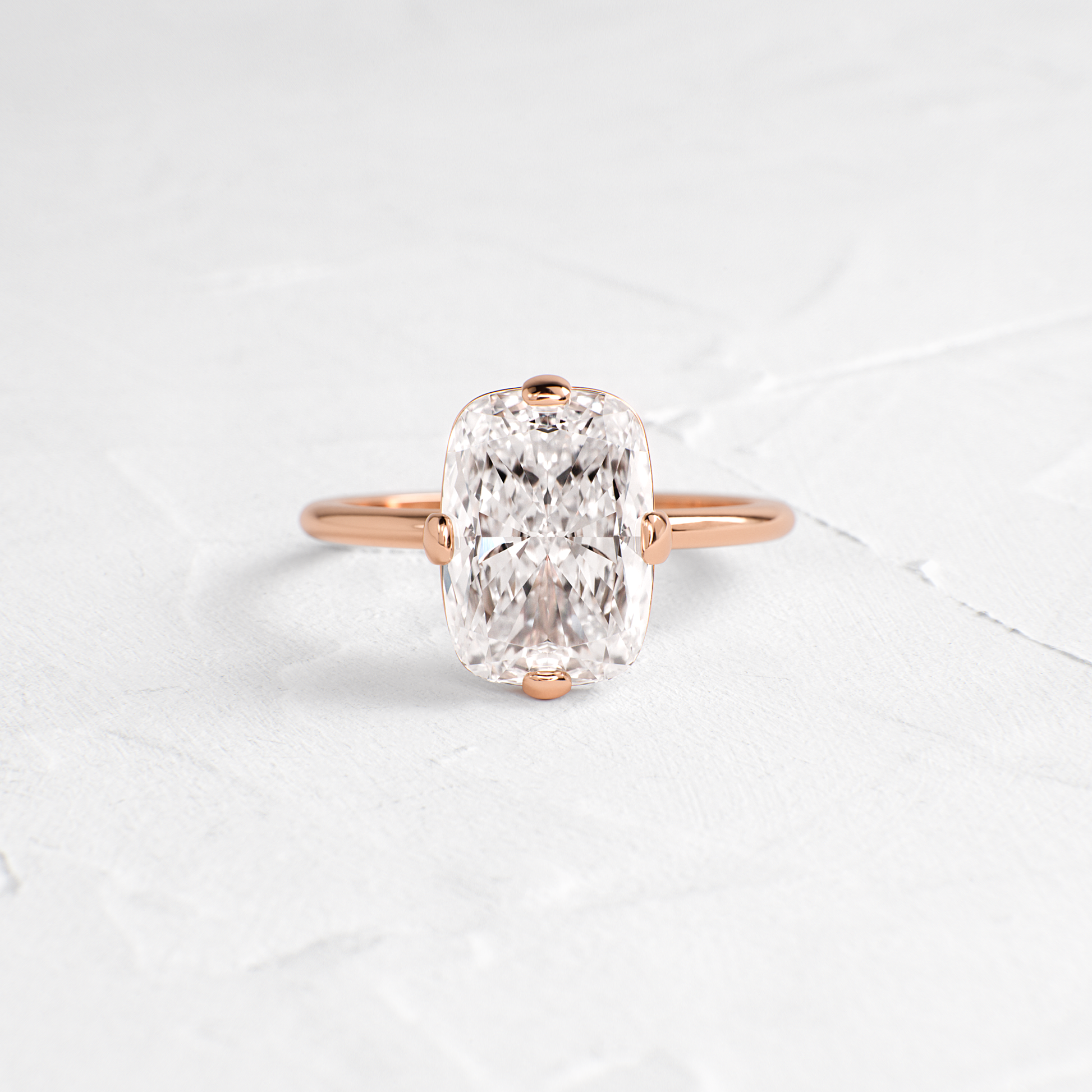Solitaire Compass Prong-Elongated Cushion Lab Grown Diamond Engagement Ring - Side view