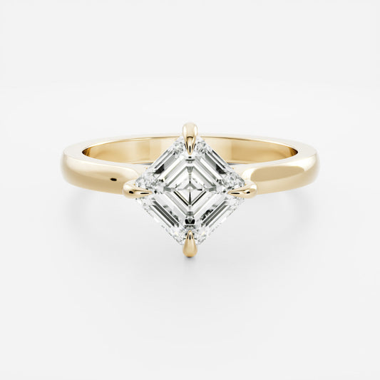 Solitaire Compass Style- 1.15 CT Asscher Moissanite Engagement RingSolitaire Compass Style- 1.15 CT Asscher Moissanite Engagement Ring - Front view