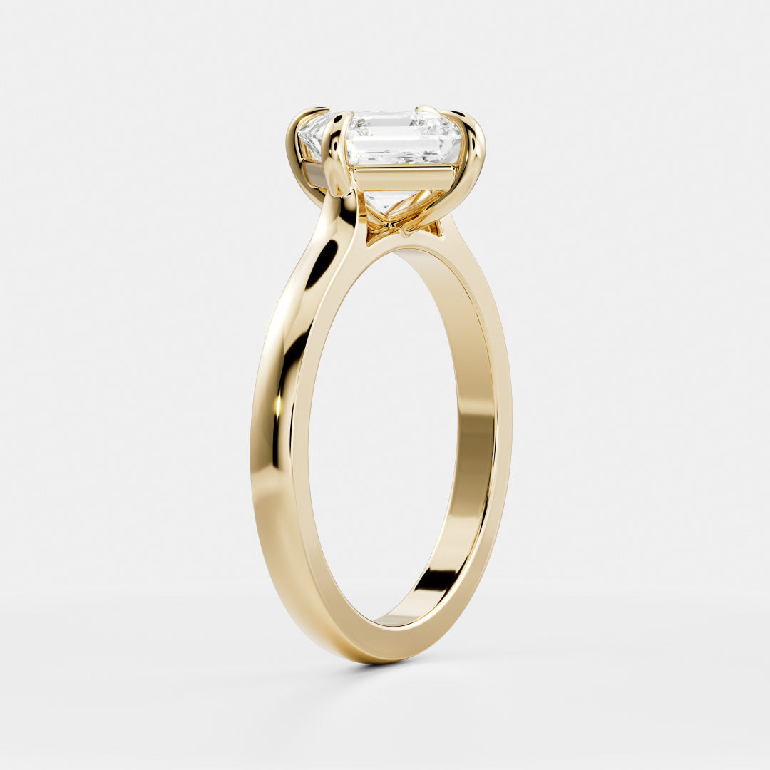 Solitaire Compass Style- 1.15 CT Asscher Moissanite Engagement RingSolitaire Compass Style- 1.15 CT Asscher Moissanite Engagement Ring - Front view