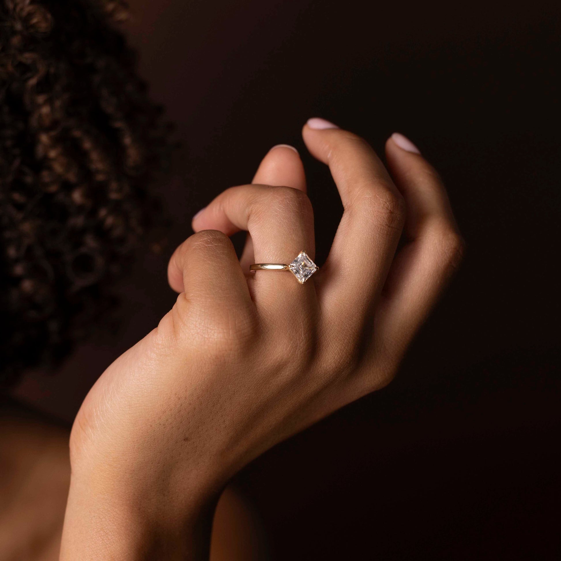 Solitaire Compass Style- 1.15 CT Asscher Moissanite Engagement RingSolitaire Compass Style- 1.15 CT Asscher Moissanite Engagement Ring - Back view