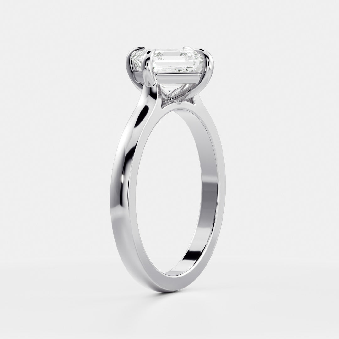 Solitaire Compass Style- 1.15 CT Asscher Moissanite Engagement RingSolitaire Compass Style- 1.15 CT Asscher Moissanite Engagement Ring - Lifestyle