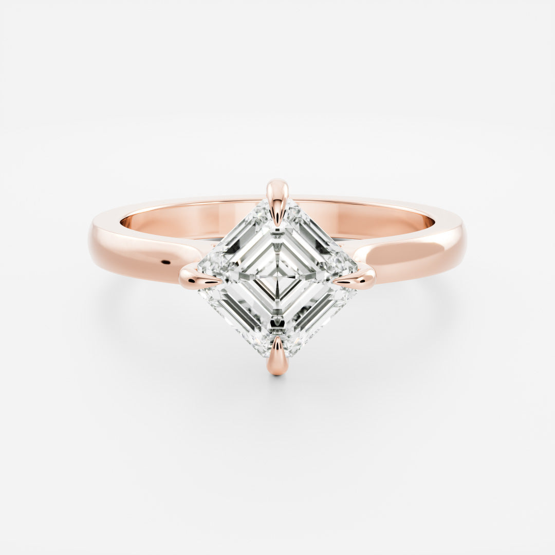 Solitaire Compass Style- 1.15 CT Asscher Moissanite Engagement RingSolitaire Compass Style- 1.15 CT Asscher Moissanite Engagement Ring - Front view