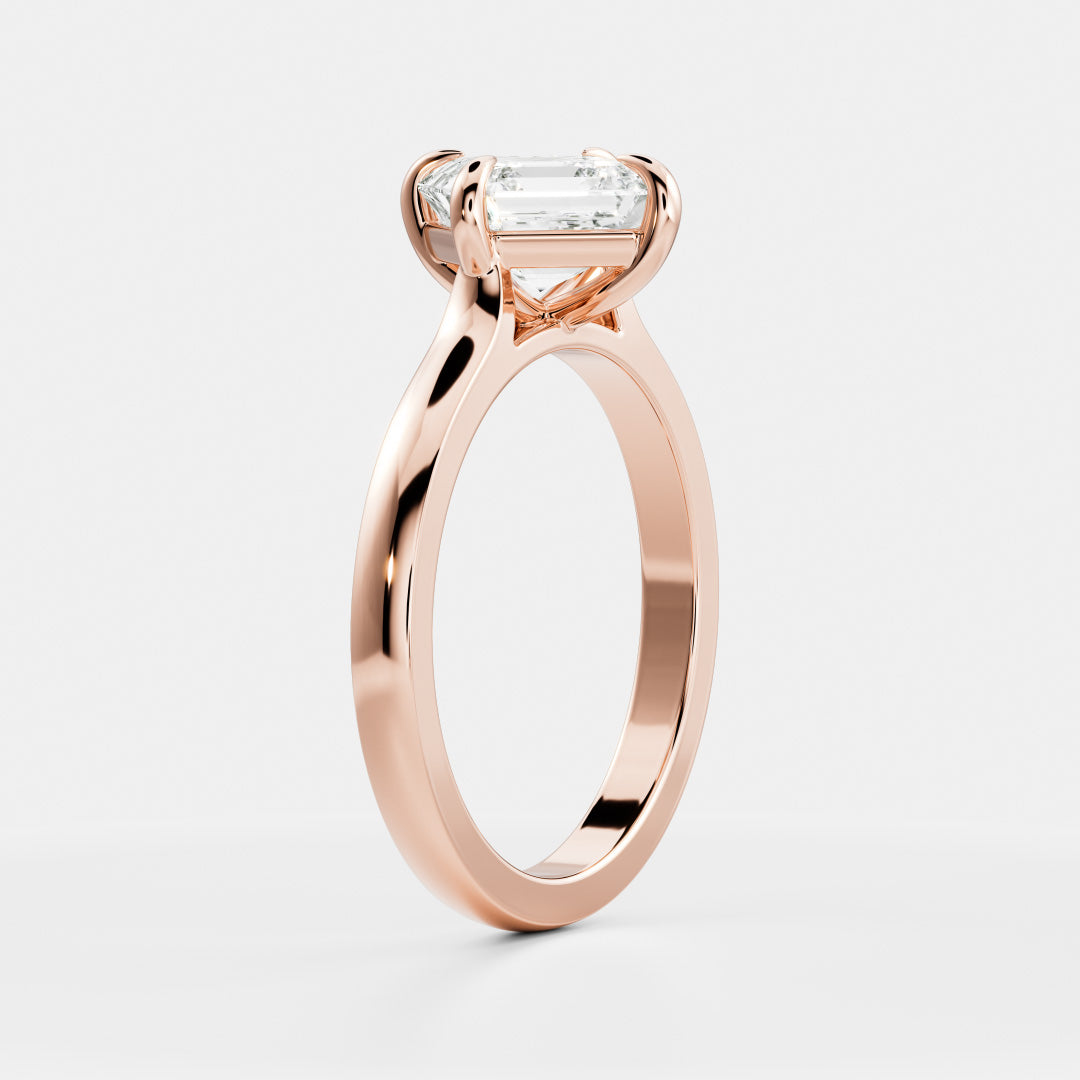 Solitaire Compass Style- 1.15 CT Asscher Moissanite Engagement RingSolitaire Compass Style- 1.15 CT Asscher Moissanite Engagement Ring - Side view