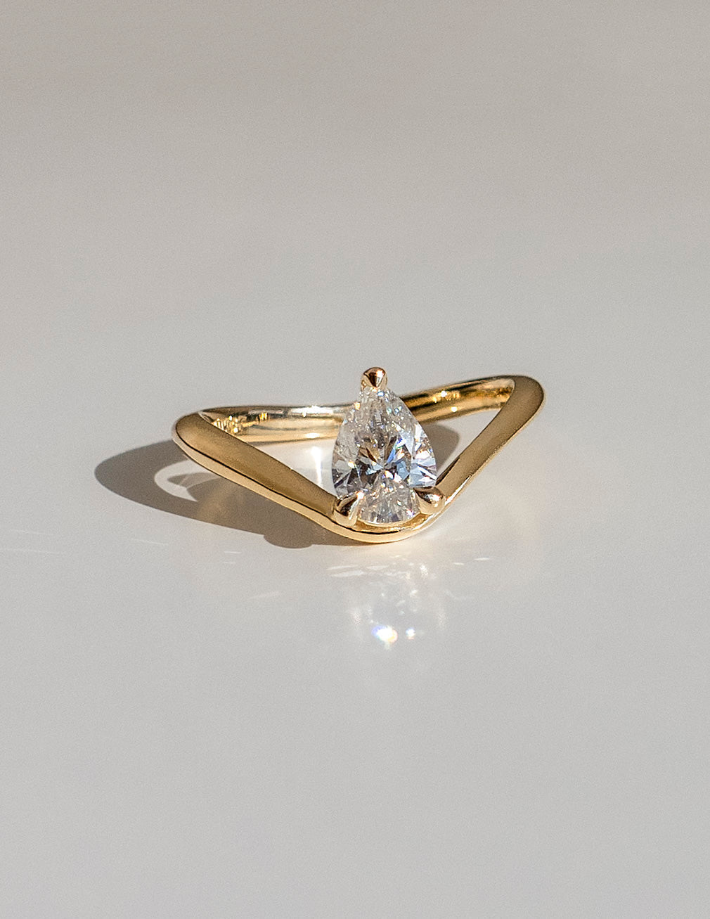 Solitaire Curve & Pave Band-1 CT Pear Lab Grown Diamond Bridal SetSolitaire Curve & Pave Band-1 CT Pear Lab Grown Diamond Bridal Set - Back view