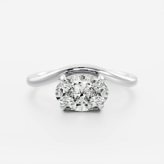 Solitaire Curved- 1.5 CT Oval Moissanite Engagement RingSolitaire Curved- 1.5 CT Oval Moissanite Engagement Ring - Front view