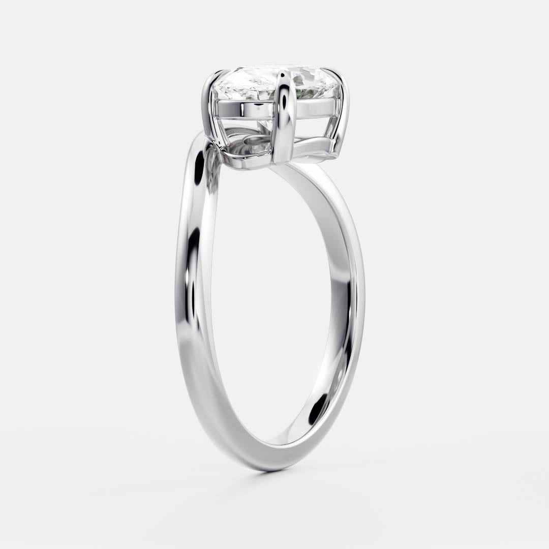Solitaire Curved- 1.5 CT Oval Moissanite Engagement RingSolitaire Curved- 1.5 CT Oval Moissanite Engagement Ring - Front view