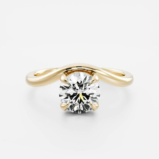 Solitaire Curved- 1.8 CT Round Moissanite Engagement RingSolitaire Curved- 1.8 CT Round Moissanite Engagement Ring - Front view