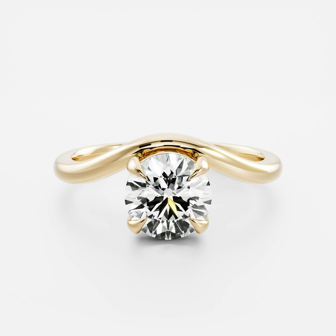 Solitaire Curved- 1.8 CT Round Moissanite Engagement RingSolitaire Curved- 1.8 CT Round Moissanite Engagement Ring - Front view