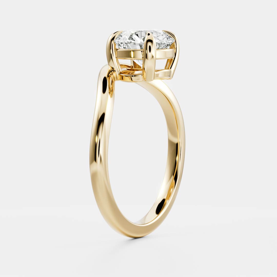 Solitaire Curved- 1.8 CT Round Moissanite Engagement RingSolitaire Curved- 1.8 CT Round Moissanite Engagement Ring - Front view