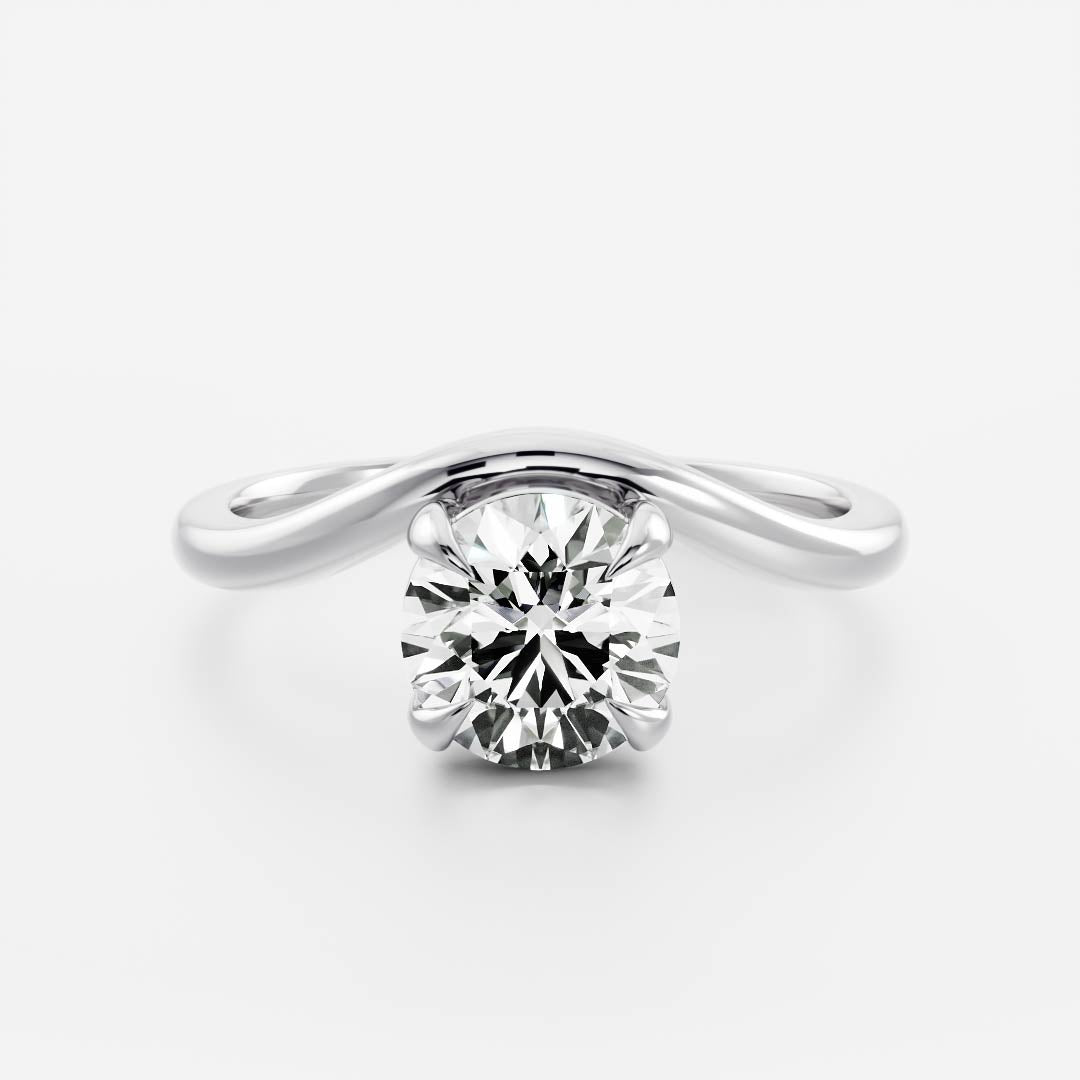 Solitaire Curved- 1.8 CT Round Moissanite Engagement RingSolitaire Curved- 1.8 CT Round Moissanite Engagement Ring - Back view