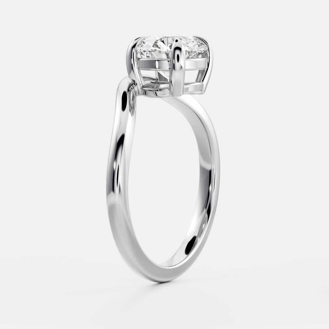 Solitaire Curved- 1.8 CT Round Moissanite Engagement RingSolitaire Curved- 1.8 CT Round Moissanite Engagement Ring - Detail view