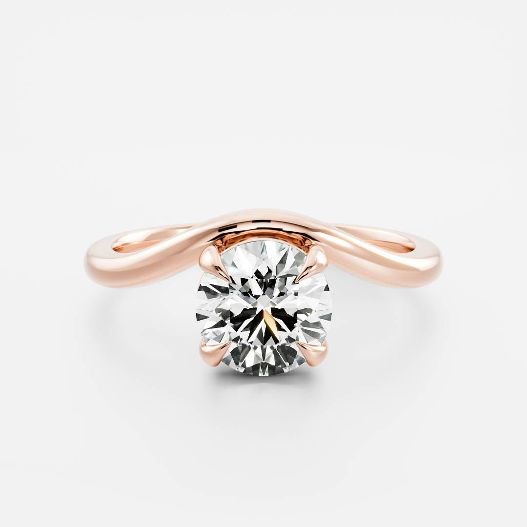 Solitaire Curved- 1.8 CT Round Moissanite Engagement RingSolitaire Curved- 1.8 CT Round Moissanite Engagement Ring - On model