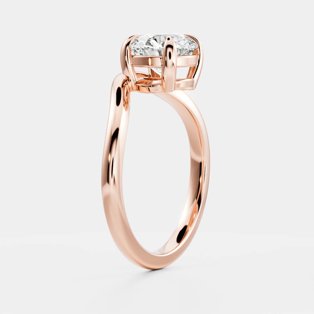 Solitaire Curved Shank-Round Lab Grown Diamond Engagement Ring - Lifestyle