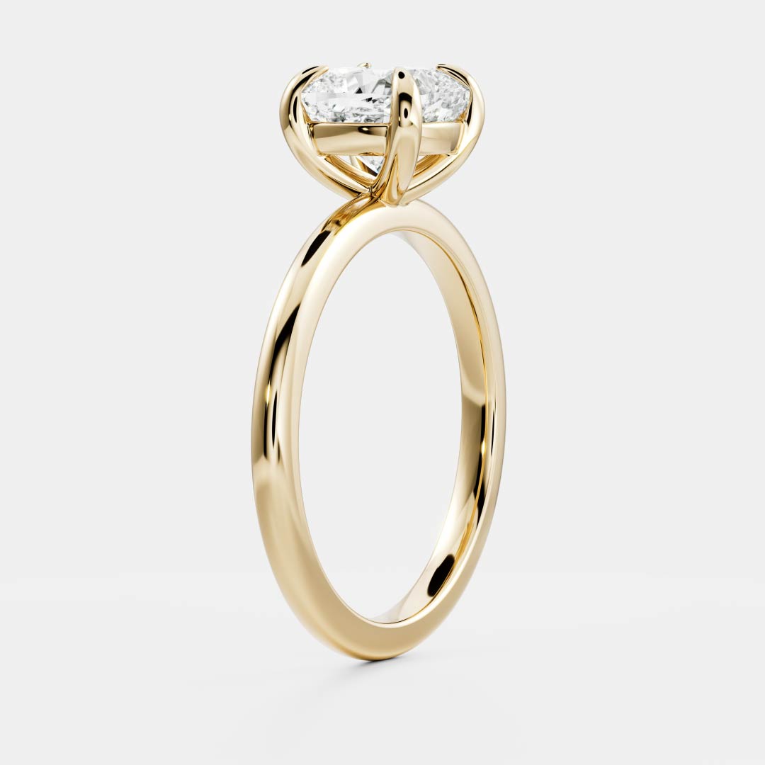 Solitaire-Cushion Lab Grown Diamond Engagement Ring - Front view