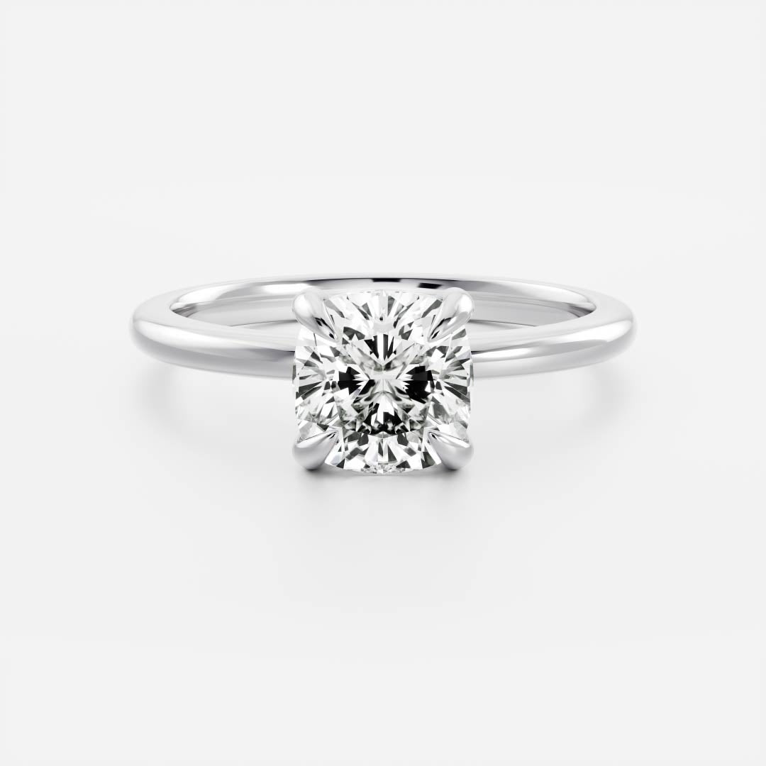 Solitaire-Cushion Lab Grown Diamond Engagement Ring - Side view