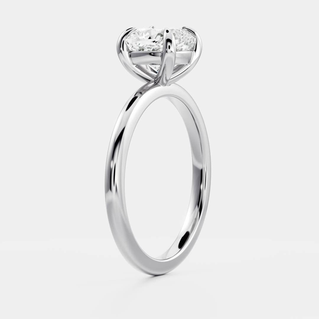 Solitaire-Cushion Lab Grown Diamond Engagement Ring - Back view