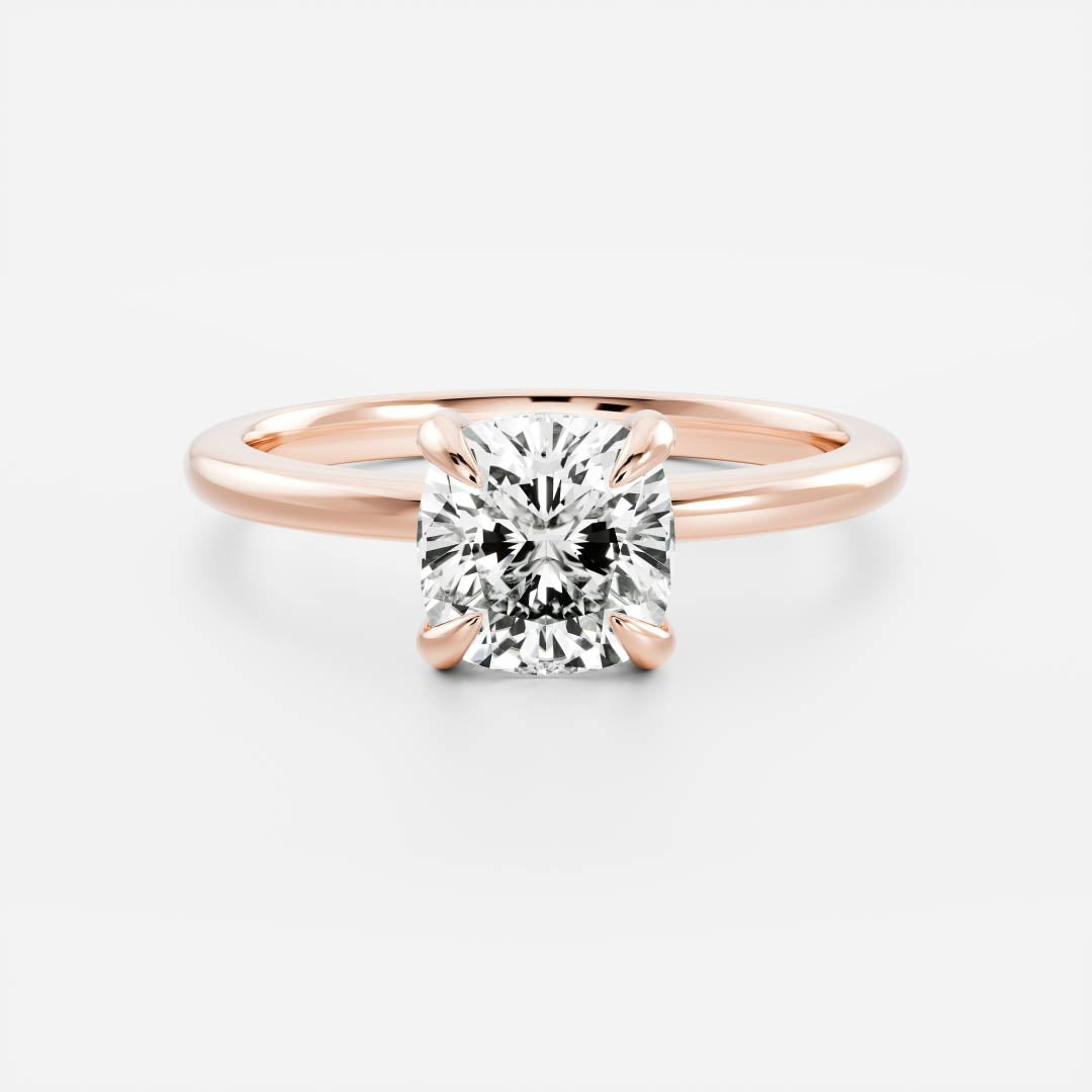 Solitaire-Cushion Lab Grown Diamond Engagement Ring - Detail view