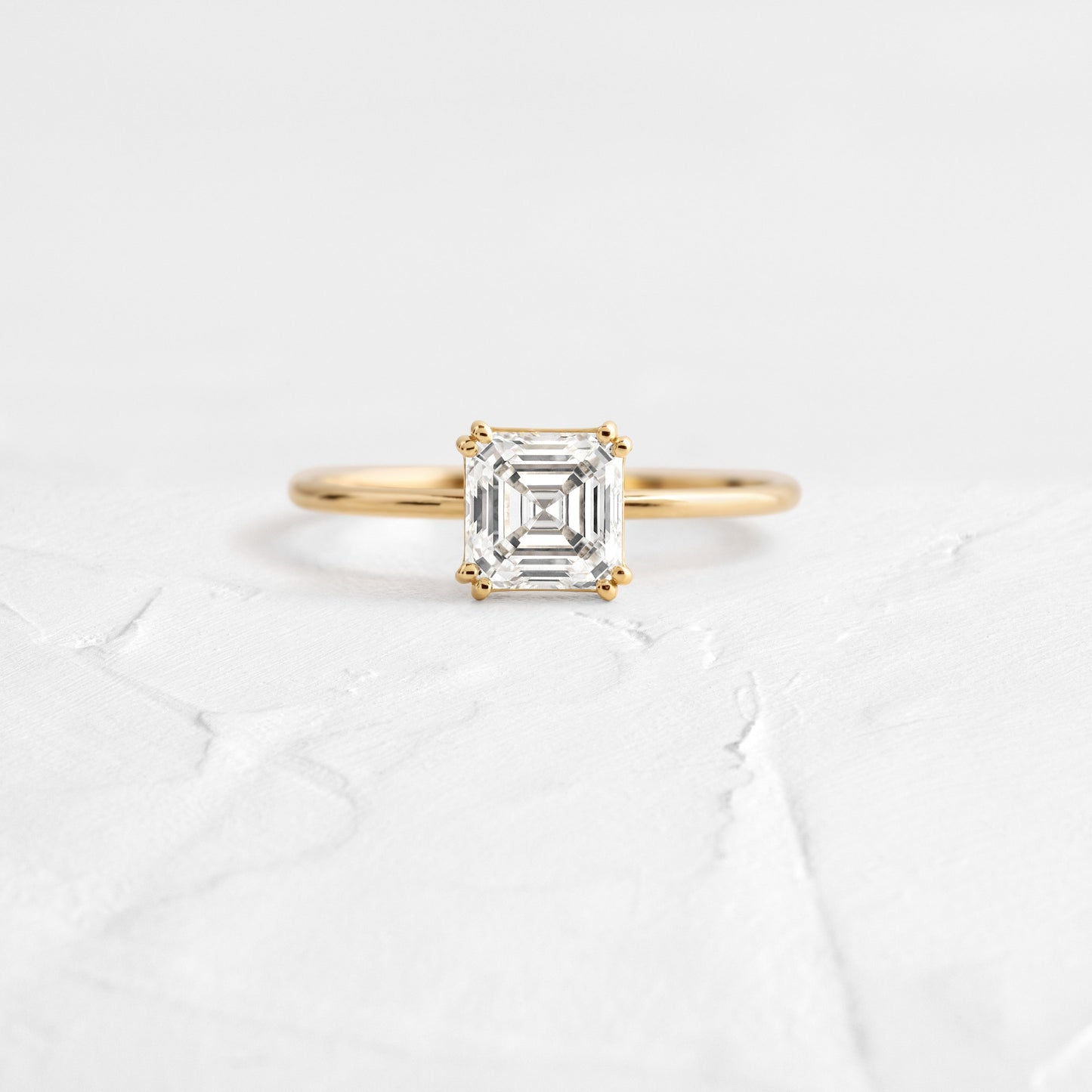 Solitaire Double Prong-Asscher Lab Grown Diamond Engagement Ring - Front view