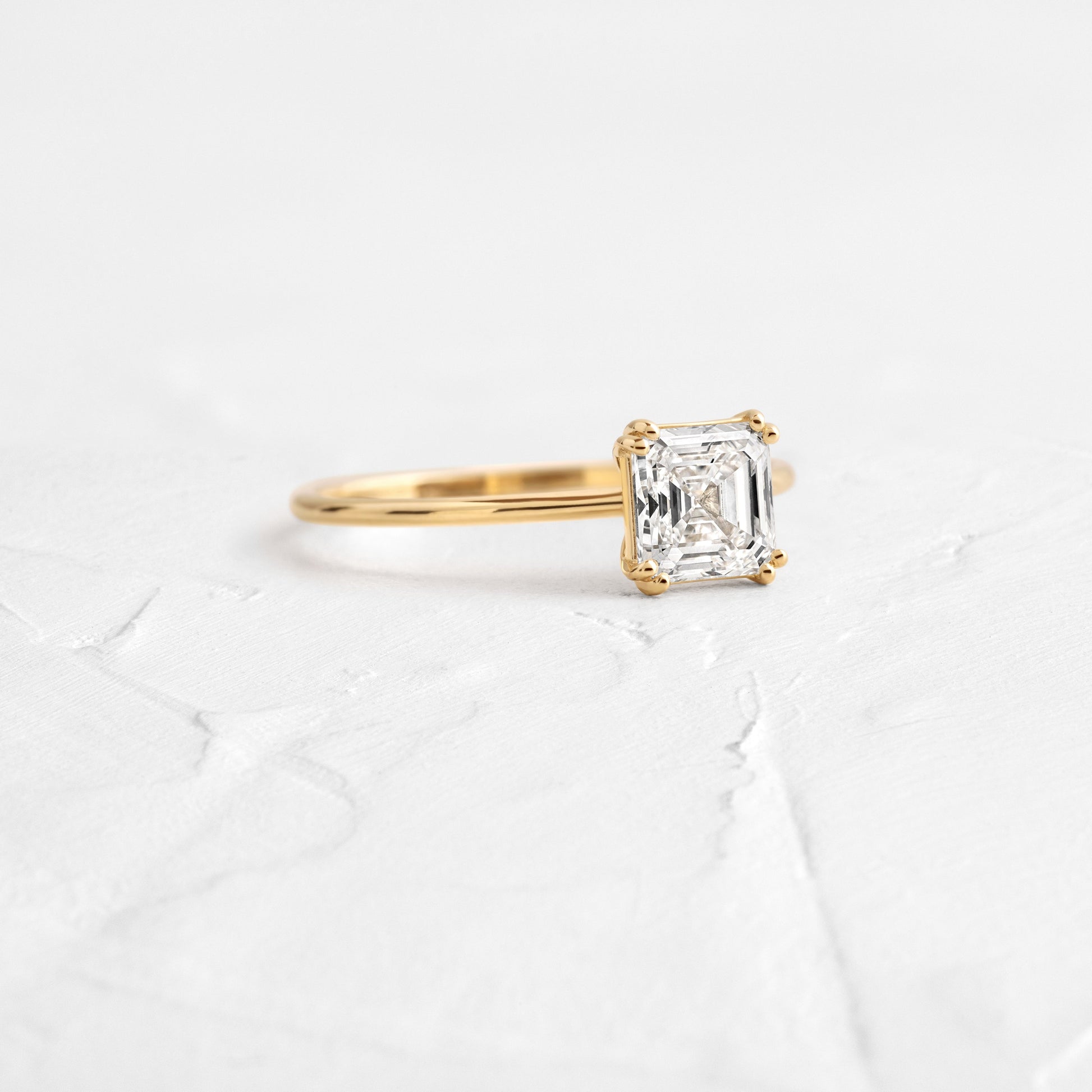 Solitaire Double Prong-Asscher Lab Grown Diamond Engagement Ring - Front view