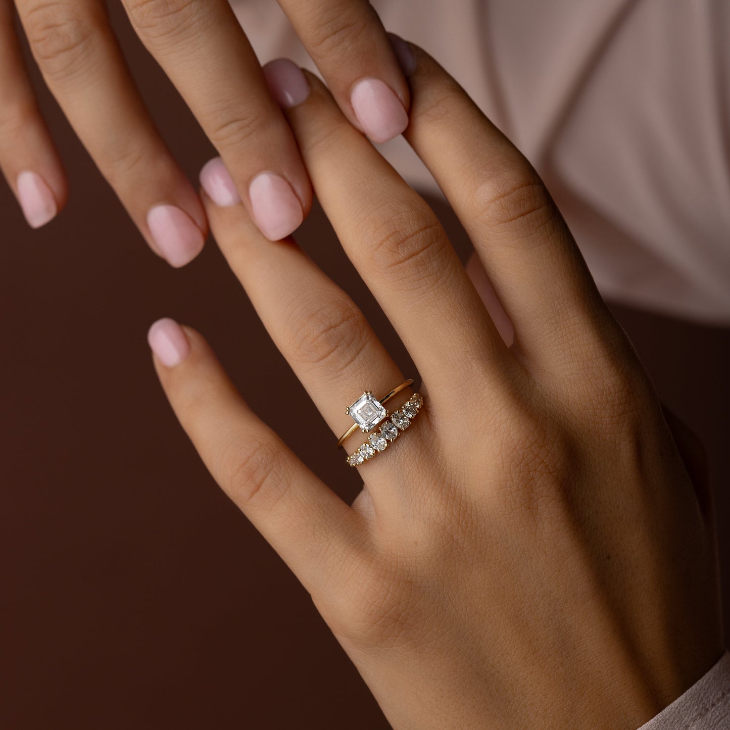 Solitaire Double Prong-Asscher Lab Grown Diamond Engagement Ring - Detail view
