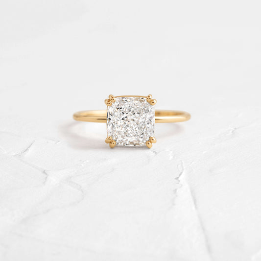 Solitaire Double Prong-Cushion Lab Grown Diamond Engagement Ring - Front view