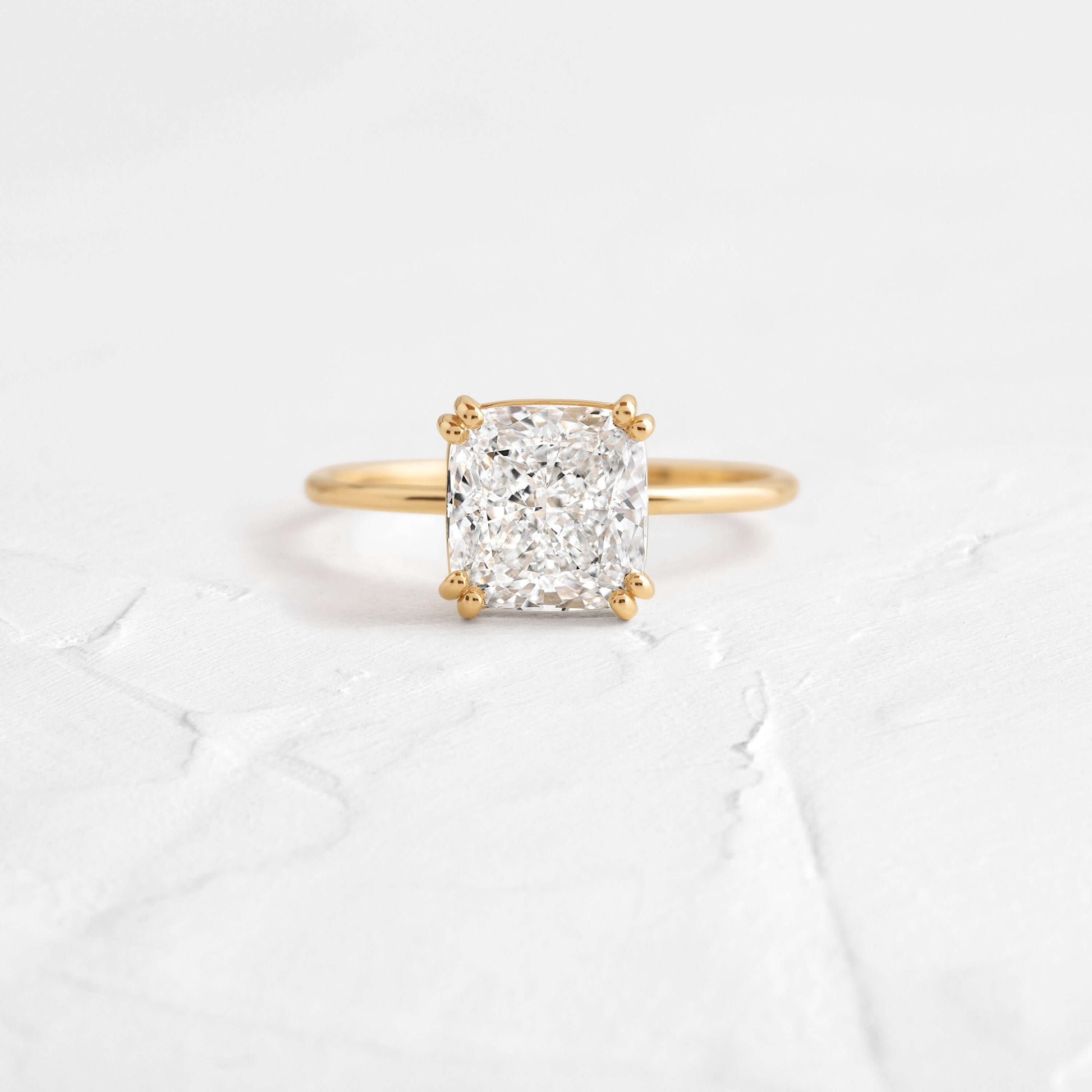 Solitaire Double Prong-Cushion Lab Grown Diamond Engagement Ring - Front view