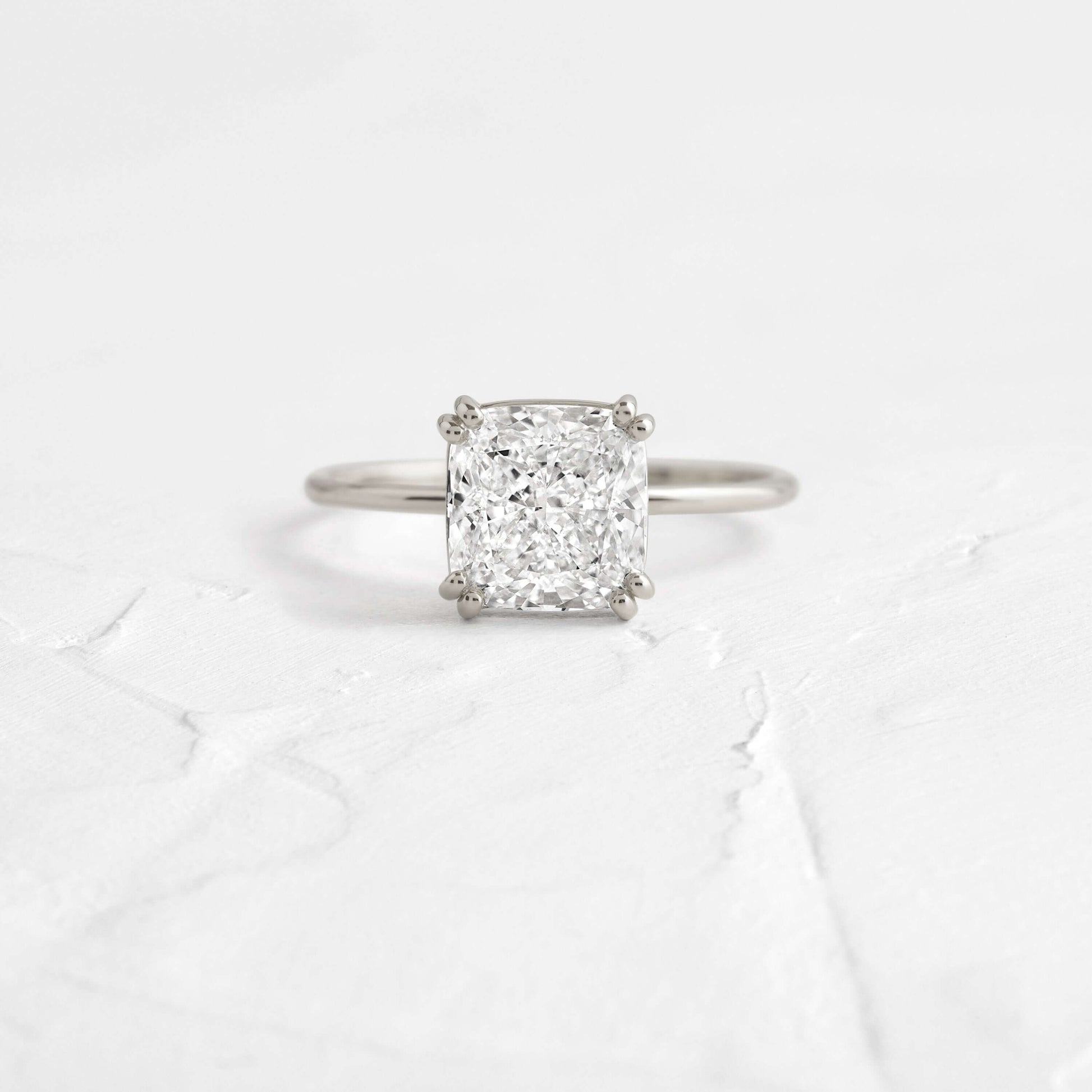 Solitaire Double Prong-Cushion Lab Grown Diamond Engagement Ring - Back view