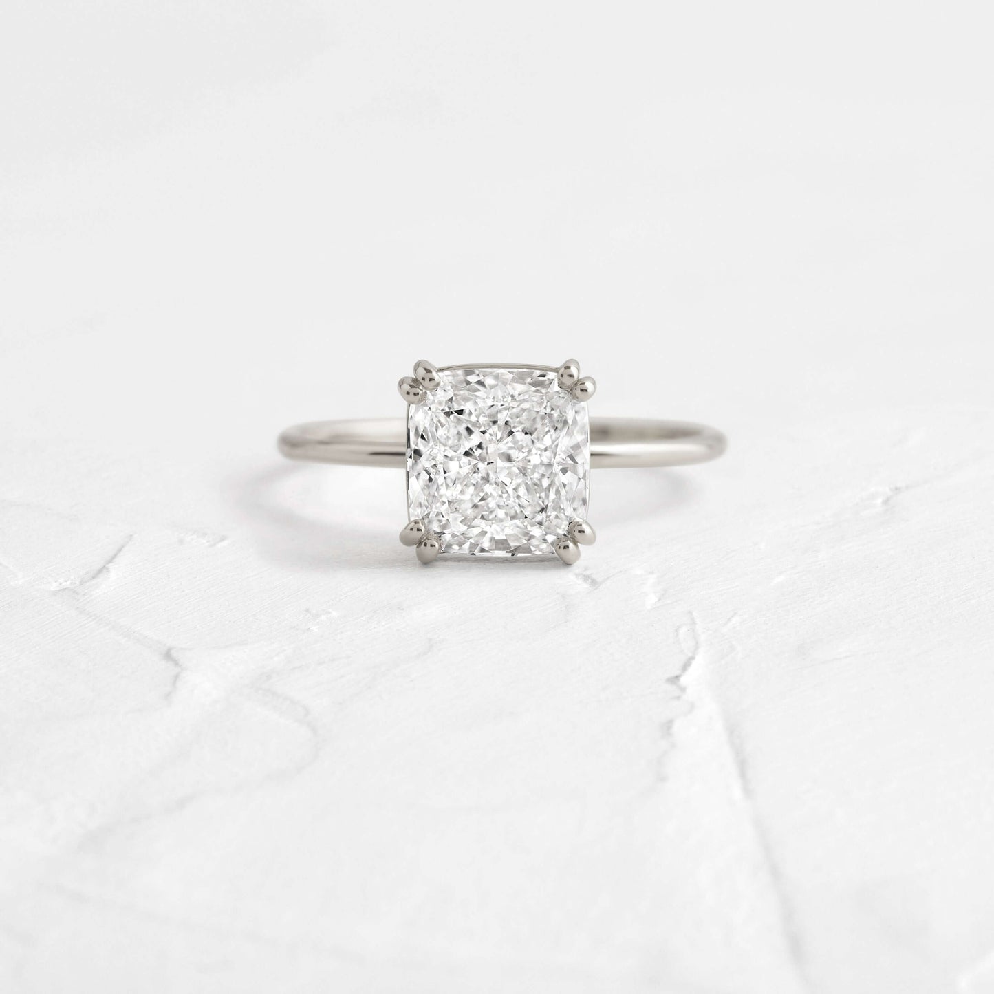 Solitaire Double Prong-Cushion Lab Grown Diamond Engagement Ring - Back view
