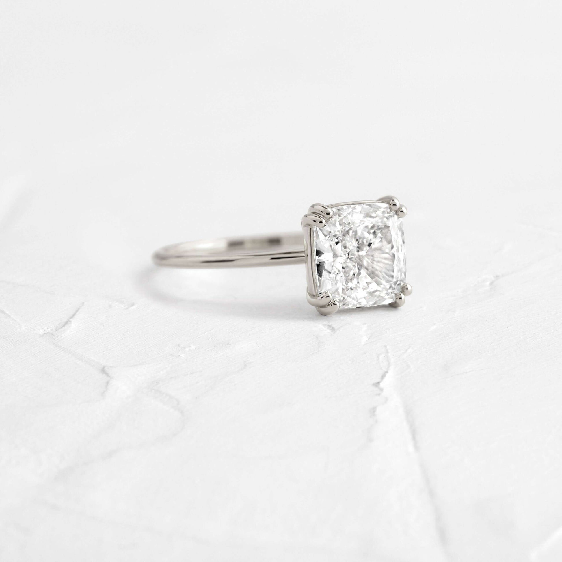 Solitaire Double Prong-Cushion Lab Grown Diamond Engagement Ring - Detail view