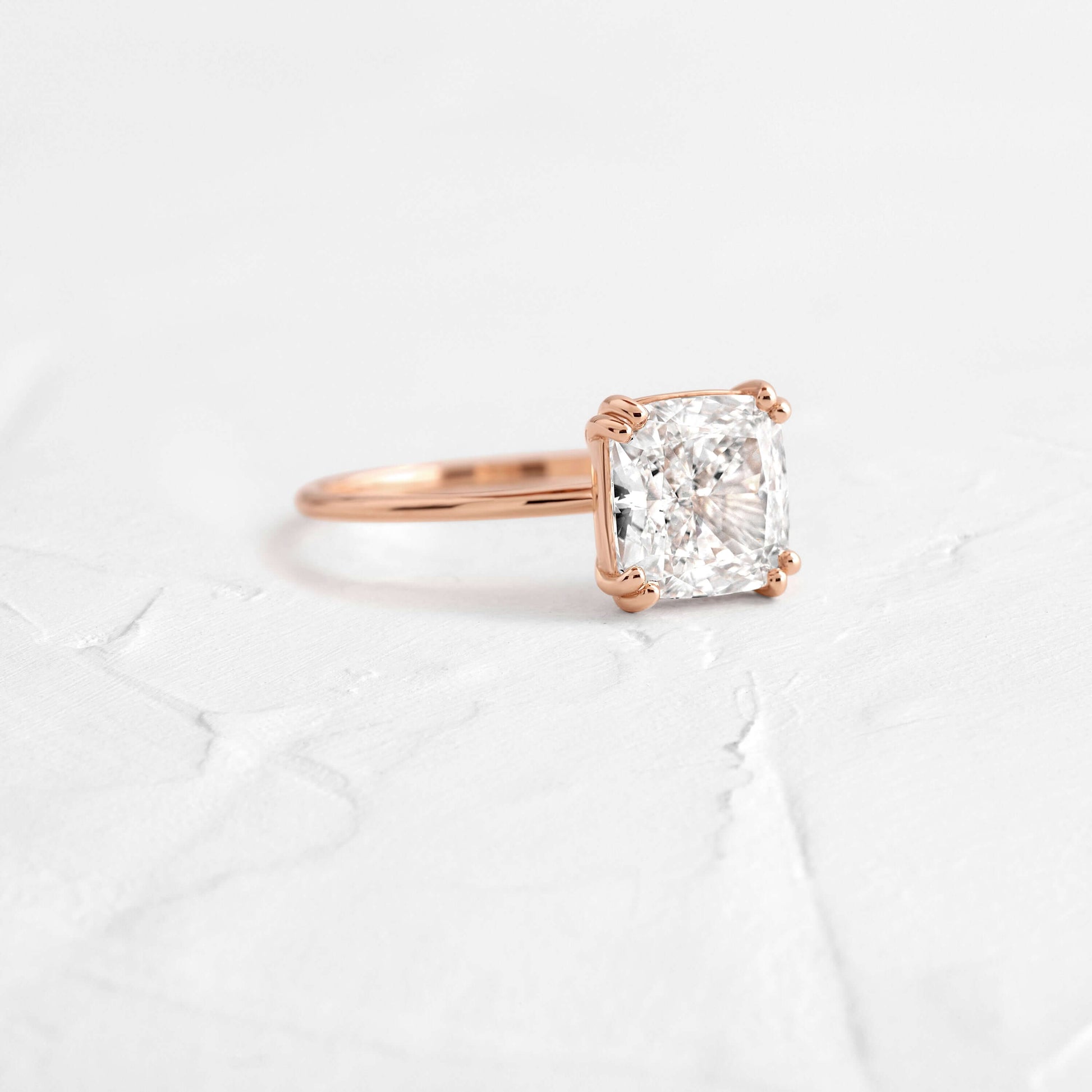 Solitaire Double Prong-Cushion Lab Grown Diamond Engagement Ring - Front view