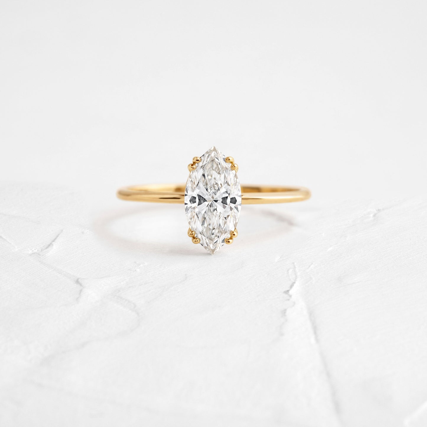 Solitaire Double Prong-Marquise Lab Grown Diamond Engagement Ring - Front view