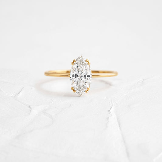Solitaire Double Prong-Marquise Lab Grown Diamond Engagement Ring - Front view