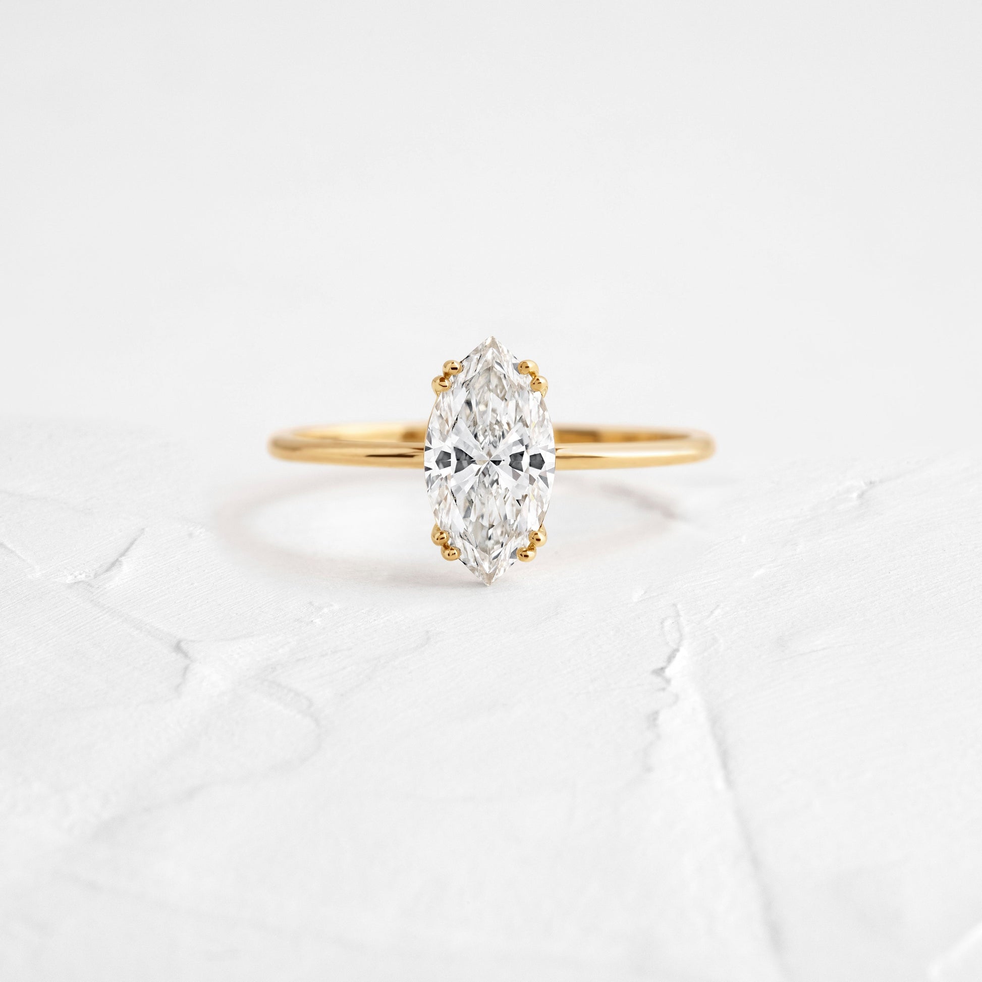 Solitaire Double Prong-Marquise Lab Grown Diamond Engagement Ring - Front view