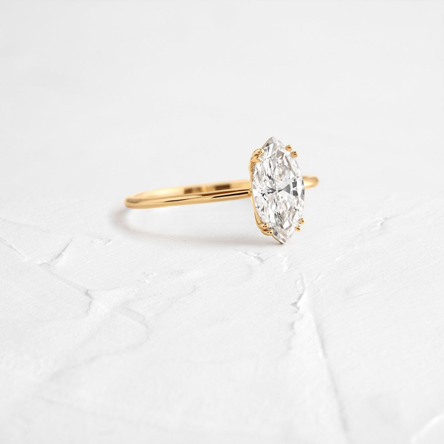 Solitaire Double Prong-Marquise Lab Grown Diamond Engagement Ring - Front view