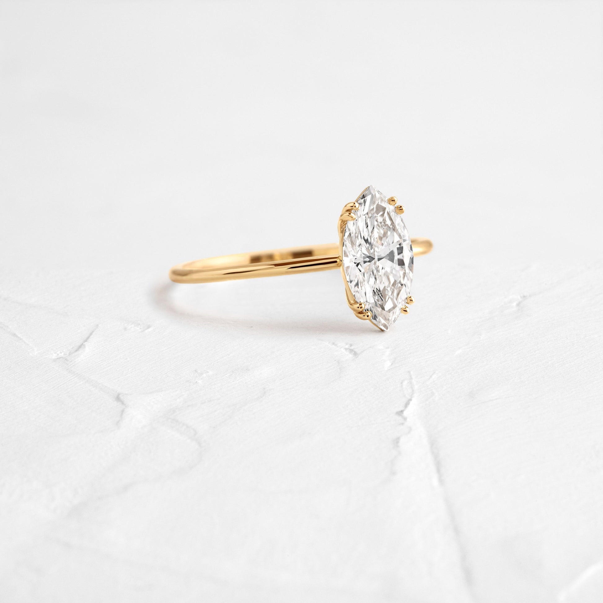 Solitaire Double Prong-Marquise Lab Grown Diamond Engagement Ring - Front view