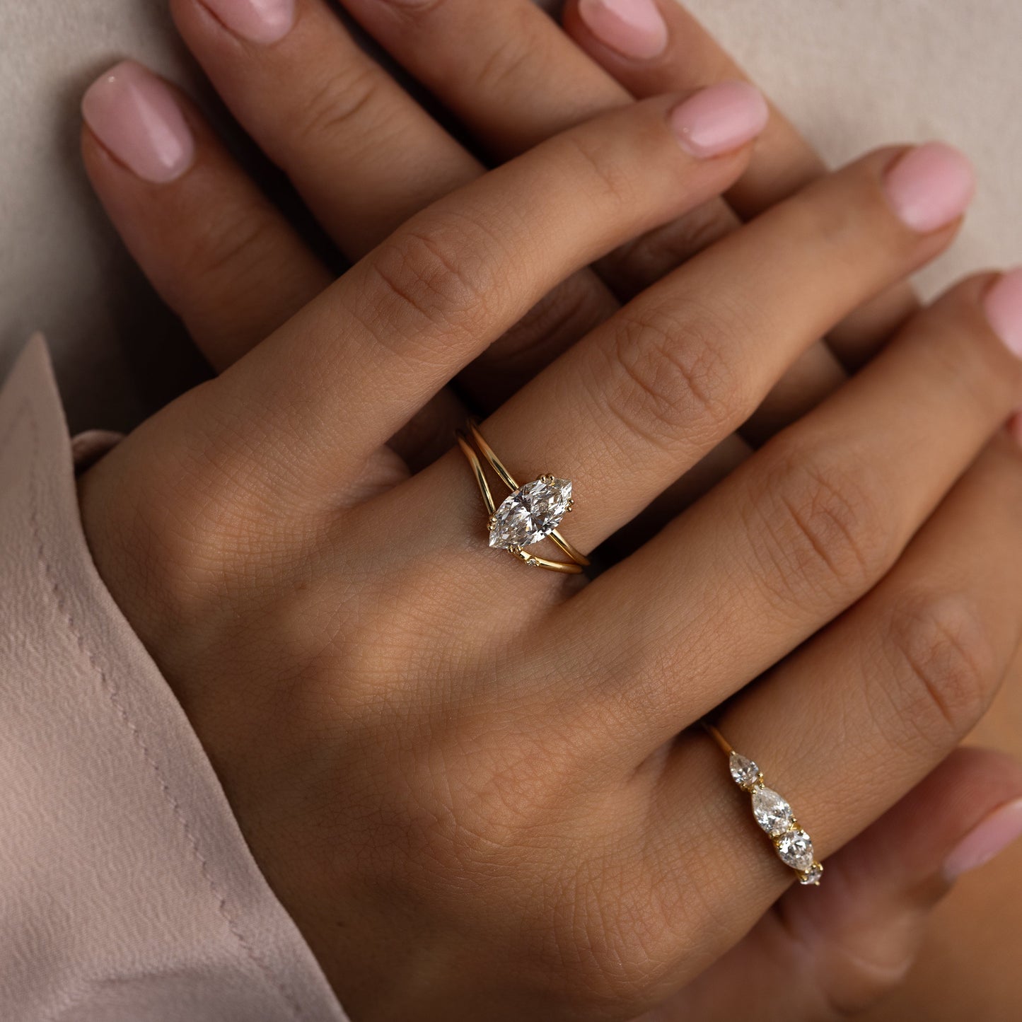 Solitaire Double Prong-Marquise Lab Grown Diamond Engagement Ring - Back view