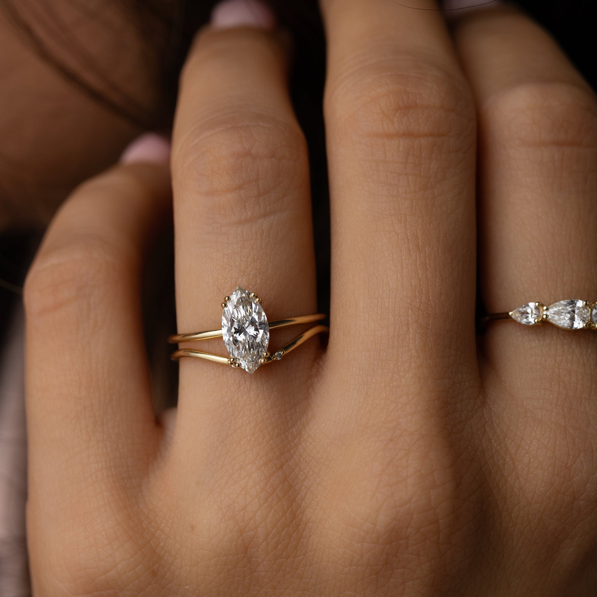 Solitaire Double Prong-Marquise Lab Grown Diamond Engagement Ring - Detail view