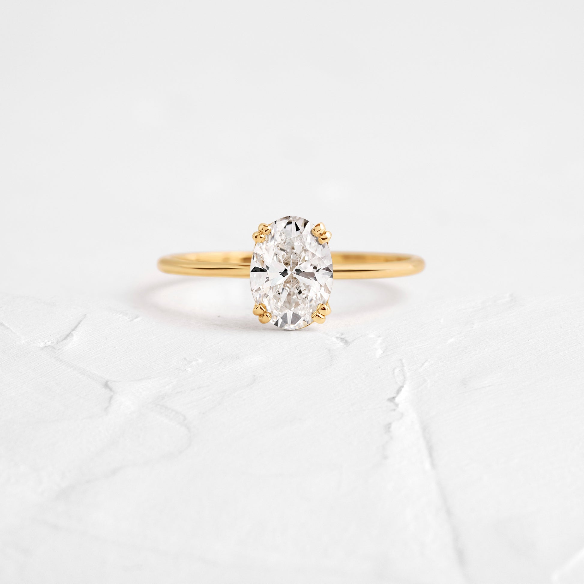 Solitaire Double Prong-Oval Lab Grown Diamond Engagement Ring - Front view